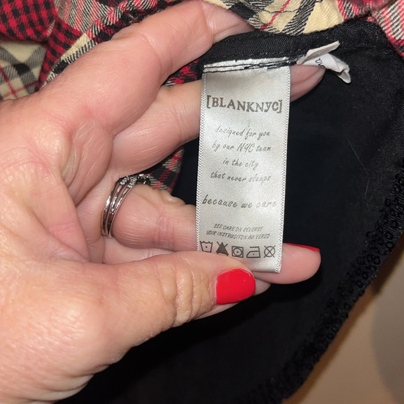 BlankNYC ladies western wear snap down plaid front /sequined back top size sm - Picture 7 of 16